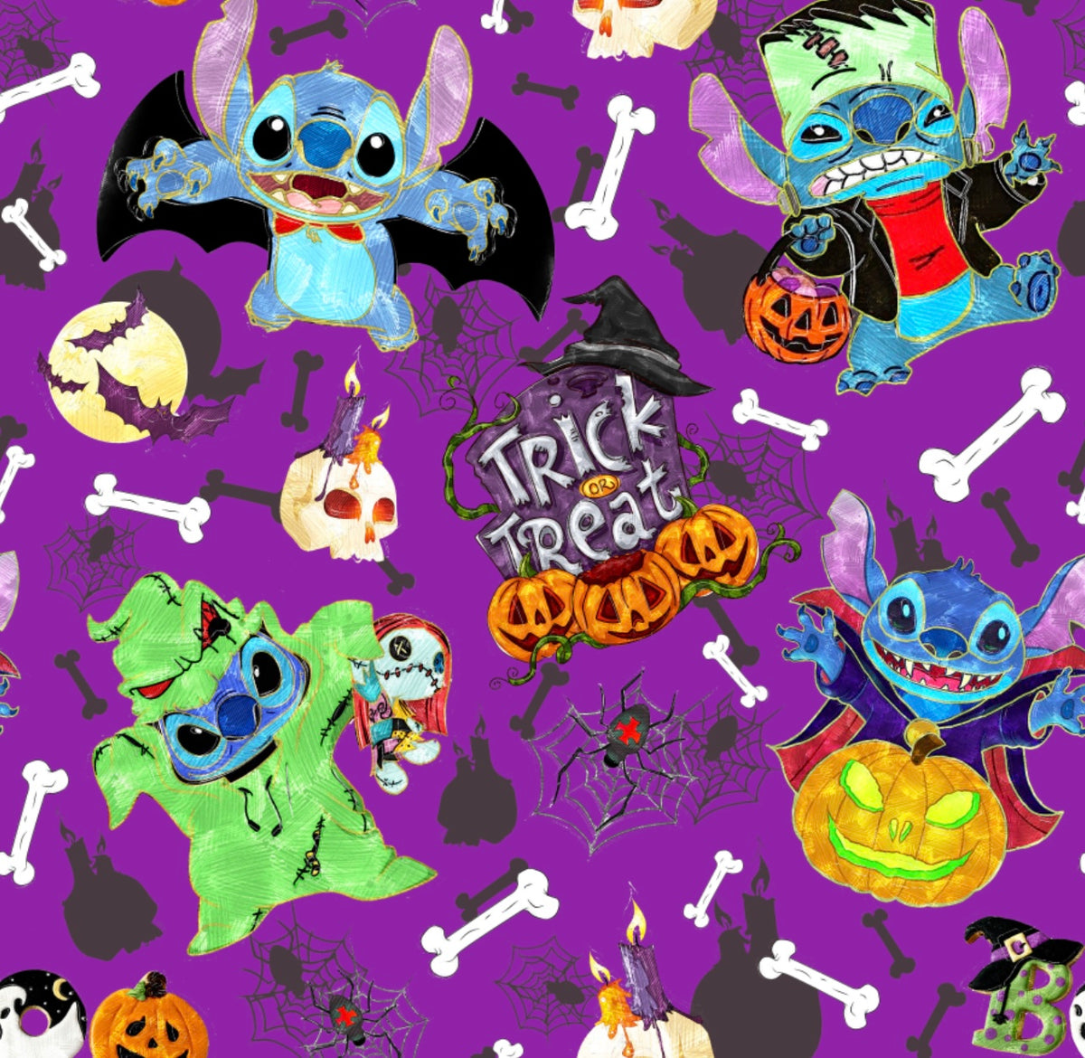 Halloween IV - Stitch Boo Purple — Fabric Shack