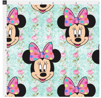 Mouse Pink Rose Floral ticking aqua