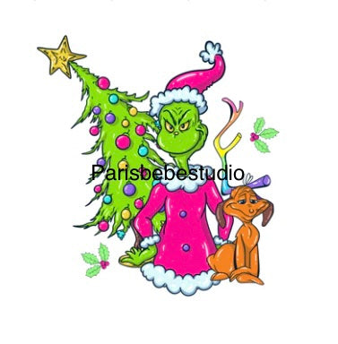 New! Panel Cutest Neon Lisa Grinchmas preorder 18" x 18"