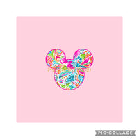 New! Panel Tropical Mouse Ears pink preorder 18" x 18"
