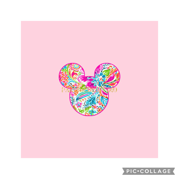 New! Panel Tropical Mouse Ears pink preorder 18" x 18"