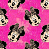 Mouse Cheetah Bows on Denim color Woven