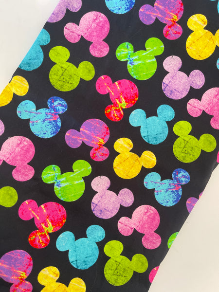 Neon grunge Mouse Heads  Cotton woven