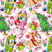 New! BlueyGrinchy Christmas pink checkers preorder