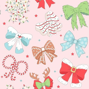 Christmas Character Bows pink preorder
