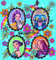 New! Panel KP Cameo turquoise preorder 18” x 18”