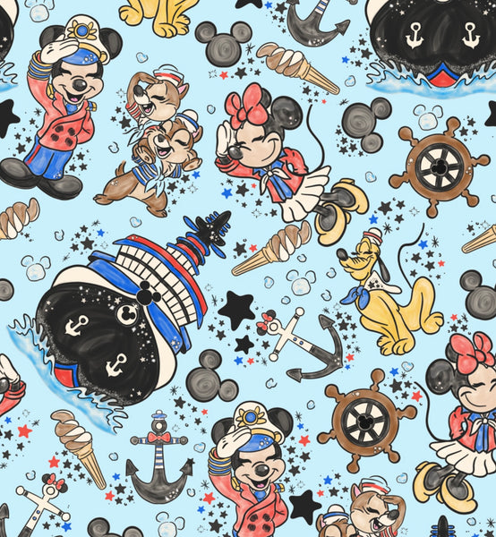 New! Disny Cruise aqua hand drawn