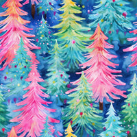 Cotton woven Christmas Merry Bright painted Trees