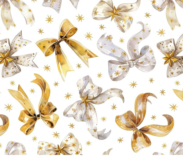 New! Fancy Gold Christmas New Years Holiday Bows n Stars preorder