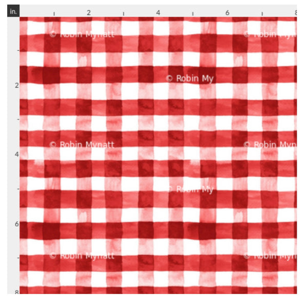 Red Check Gingham watercolor preorder