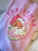 New! Santa Christmas Vibes ~ So Soft Sweatshirt Pink or Sand!!