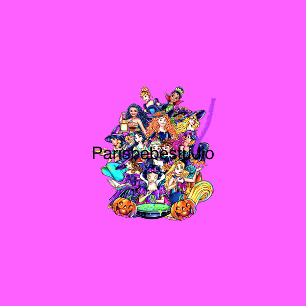 New! Panel 18” x 18” Halloween Witchy Princesses hand drawn preorder (Copy)