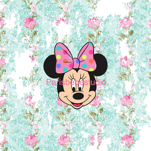 Panel Mouse Rosebuds Ticking 18” x 18”