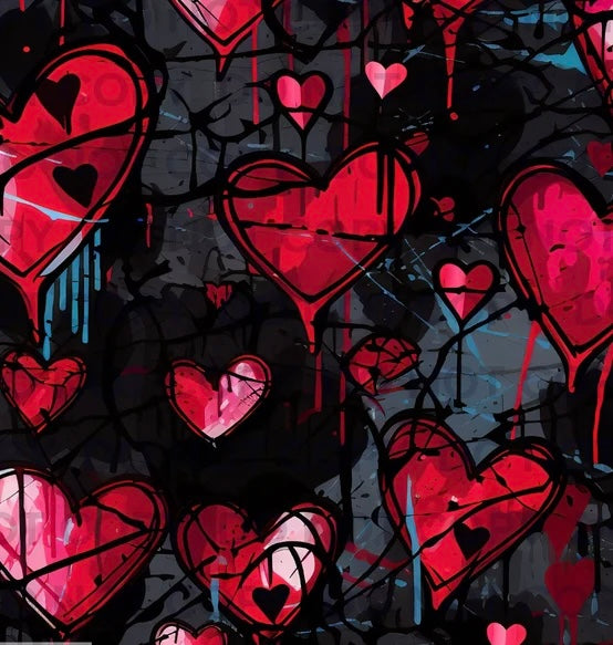 Grungy Hearts Red/Black Valentines Day