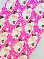 Vintage Santa glitter Cheetah pink 35”