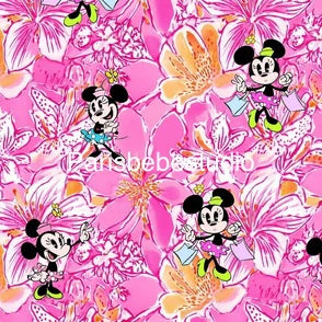 Vinyl: Preppy Mouse Pink Tropical Floral