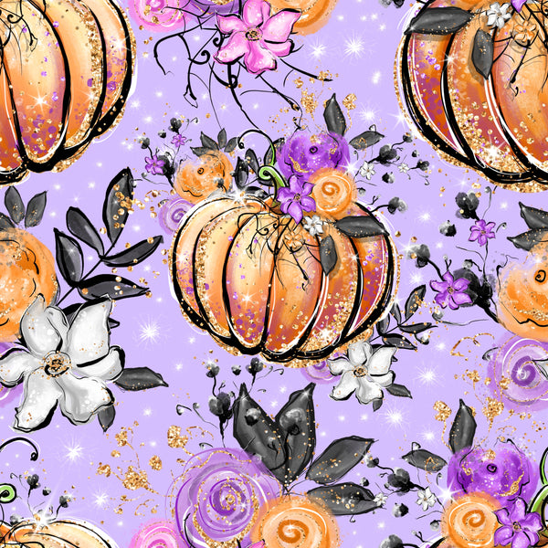 Pumpkins Purple Floral Halloween preorder