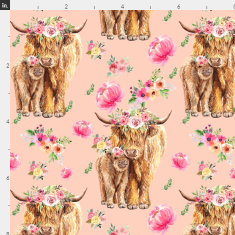 New! Highland Cow Blush pink Floral preorder