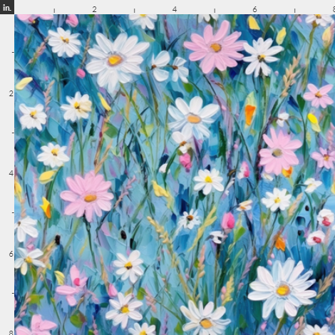 New! Pretty Wild Daisies Pink/White on Teal preorder