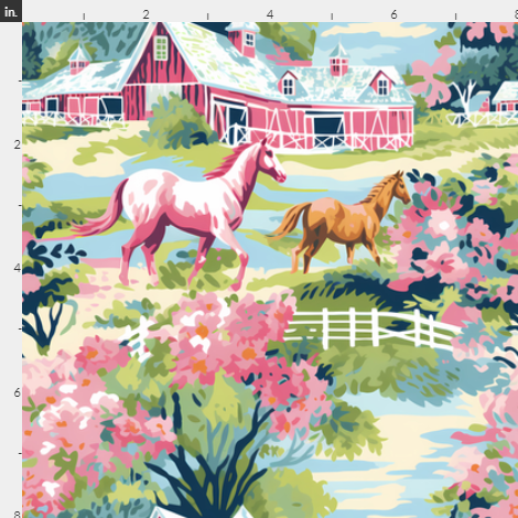 New! Preppy Pink House Trees Horses Ranch  preorder