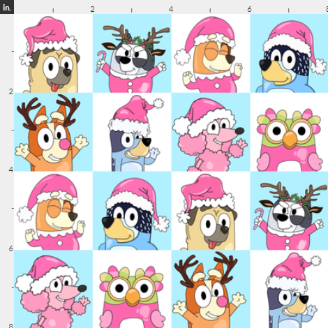 New!  Blue y Santa Squares Christmas pink preorder