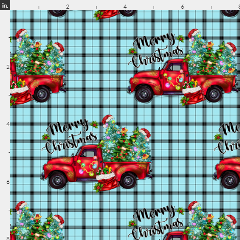 New! Merry Christmas Truck Plaid Aqua preorder