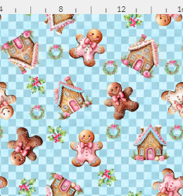 New! Gingerbread Cookies Blue Checkers preorder