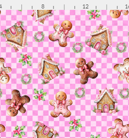 New! Gingerbread Cookies Pink Checkers preorder