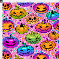 Halloween Neon Pumpkins Pink Glitter