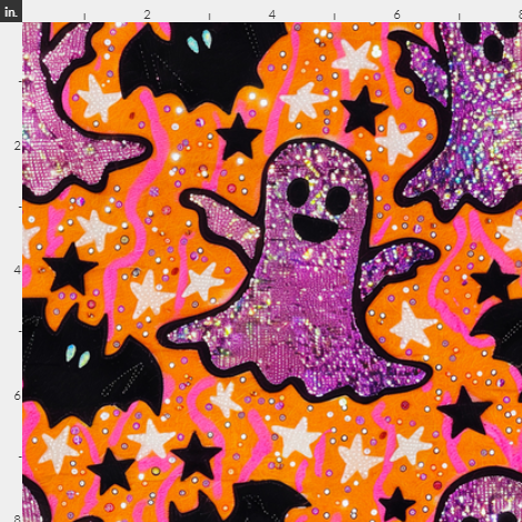 New! Halloween Glitzy purple Ghosts orange pink preorder