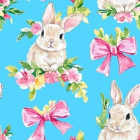 New! Preppy Easter Bunny Floral Bow Aqua preorder