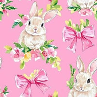 New! Preppy Easter Bunny Floral Bow Pink preorder