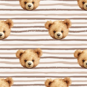 New! Teddy Bear Faces Mocha Stripe preorder