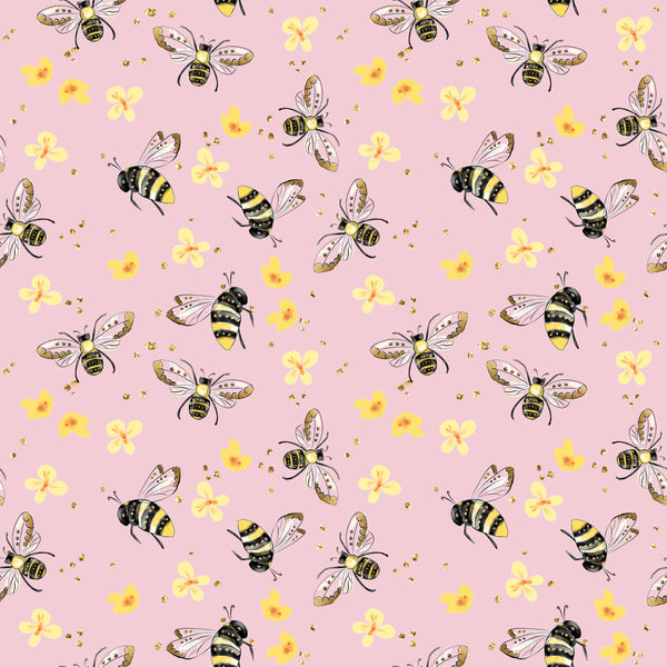 Queen bees on Pink floral