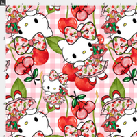 Kitty Red Cherries Pink Plaid preorder