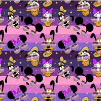 Mouse Characters Retro Pink Purple Stripe
