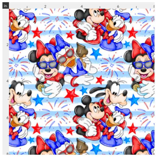 Mouse Friends 4th of July Stripe
