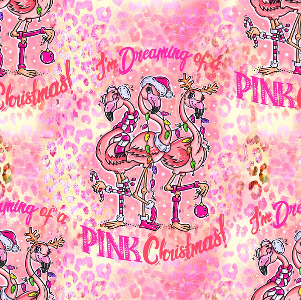 Flamingos Pink Cheetah Christmas