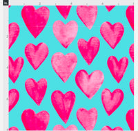 Pink Watercolor Hearts Aqua Valentine’s Day preorder