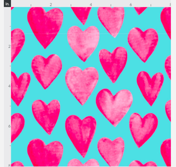 Pink Watercolor Hearts Aqua Valentine’s Day preorder