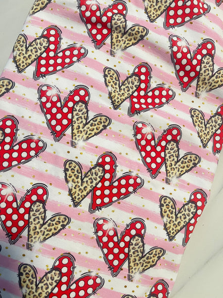 Cheetah Dots Valentine’s Day Hearts Pink Stripe