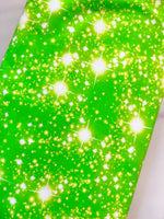 Neon Lime Glittery Stars