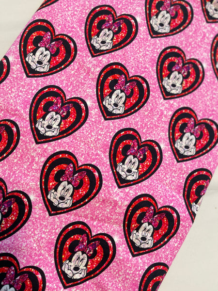 Mouse Hearts Pink n Red Glitter